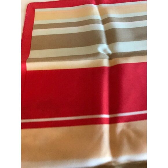 Eddie Bauer Womens Square Striped Silk Scarf Pink Beige Neutral - Picture 5 of 7